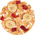 Morgenmad. Cornflakes med bananer, jordbær og mælk